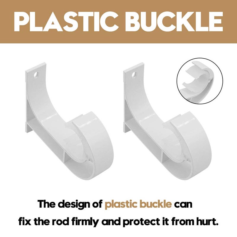 AddGrace Ceiling Curtain Rod Bracket, Heavy Duty Curtain Rod Holder with Plastic Buckle, Aluminum Alloy, Window Hardware Fit up to 1-2/16 Inch, Set of 4, Screw Included (White) - Image 3